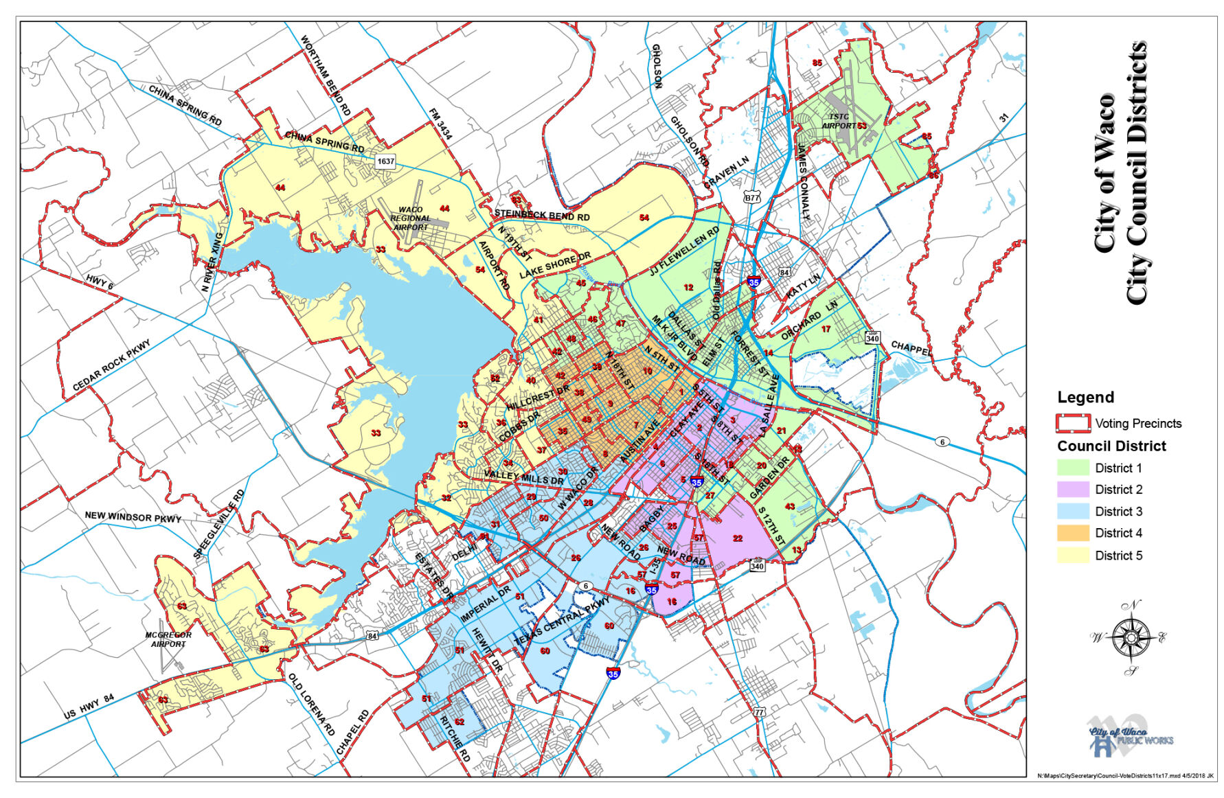 Current Waco City Council districts